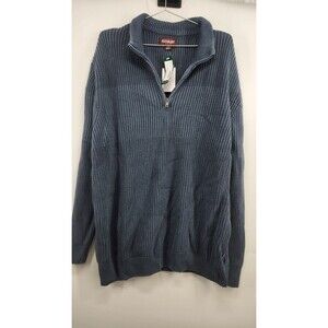 Alesbury Men's Indigo XL Stone Washed Shaker Stitch Quarter Zip Sweater NWT